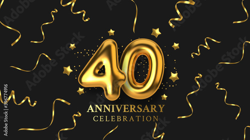 40th Anniversary celebration. Number in the form of golden balloons. 
