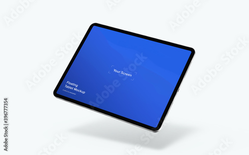 Floating Tablet Mockup | Fully Editable File, Replaceable Screen, Separated Shadow and Background photo