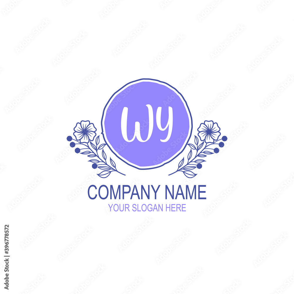 Initial WY Handwriting, Wedding Monogram Logo Design, Modern Minimalistic and Floral templates for Invitation cards