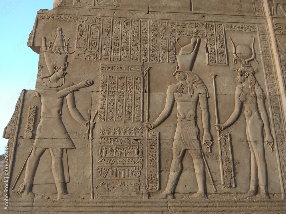 ancient egyptian carving, Kom Ombo Temple, Egypt
