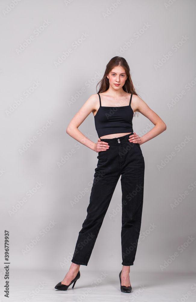 Full body portrait of a young beautiful brunette girl Full body portrait of a young beautiful brunette girl