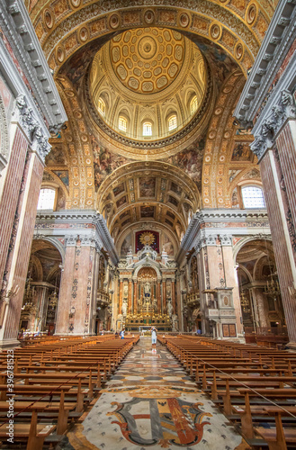 Naples  Italy - completed in 1750 and one of the finest example of italian Baroque  the Church of Ges   Nuovo is a highlight in Naples. Here in particular it s interiors