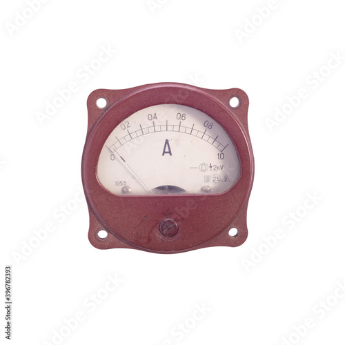 instrument ammeter old isolate on white background