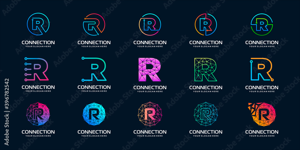 Software Development Tools Logo Like R set of creative letter R Modern Digital Technology Logo Design. The ...