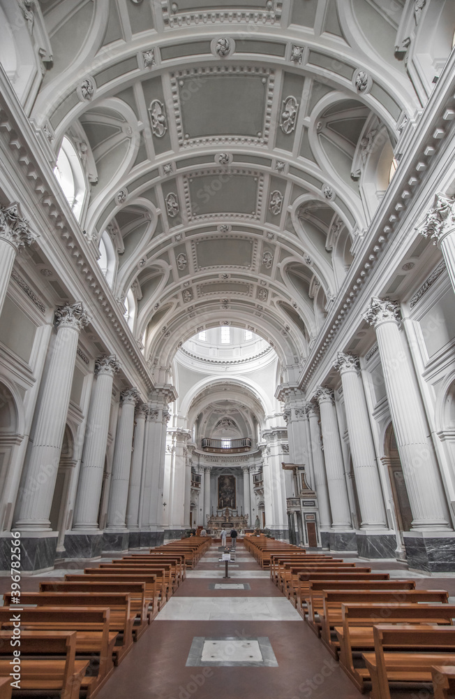 Naples, Italy -  completed in 1775 and one of the finest example of italian Baroque, the Church of the Sacred Spirit is main landmark in Naples. Here in particular it's interiors