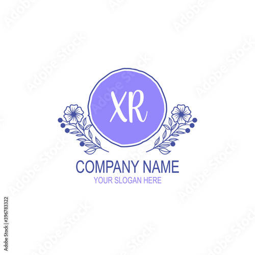 Initial XR Handwriting, Wedding Monogram Logo Design, Modern Minimalistic and Floral templates for Invitation cards