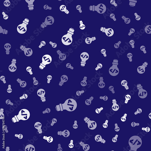White Web design and front end development icon isolated seamless pattern on blue background. Vector.