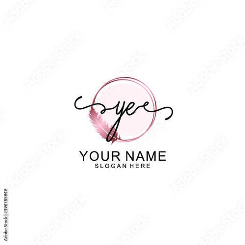 Initial YE Handwriting, Wedding Monogram Logo Design, Modern Minimalistic and Floral templates for Invitation cards