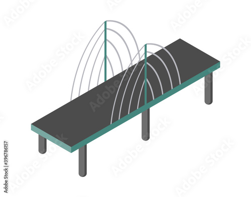 Vector isometric bridge icon. 3d isolated drawing element of a modern urban infrastructure for games or applications. City transport organization object, road crossing, construction architecture