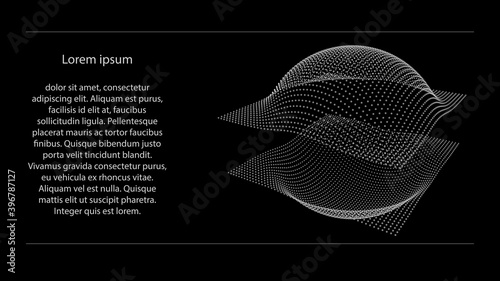 Abstract digital sphere. 3d futuristic vector illustration Wireframe points background background. Mesh structure.
