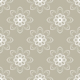 Floral ornament. Seamless abstract classic background with white flowers. Pattern with repeating floral elements. Ornament for fabric, wallpaper and packaging