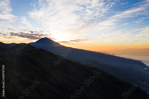 Beautiful silhouette of El Teide during the sunset, Tenerife