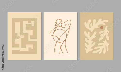 Contemporary aesthetic posters with abstract minimalist illustrations in pastel colors. Great for interior decor, wall art, tote bag, t-shirt print.