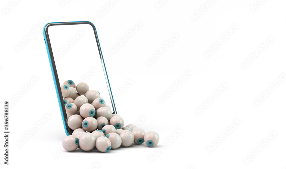 views monetization concept successful blog eyes fall out of the phone screen 3d render on white views monetization concept successful blog eyes fall out of the phone screen 3d render on white