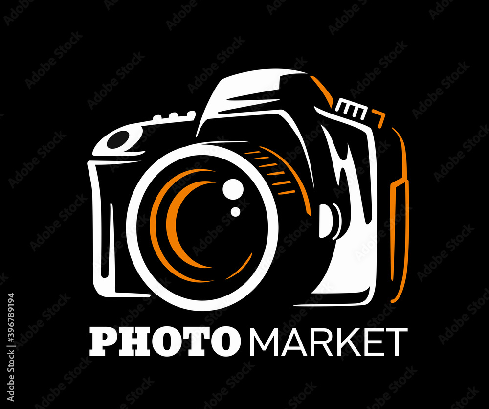 digital camera drawn in logo style for your project