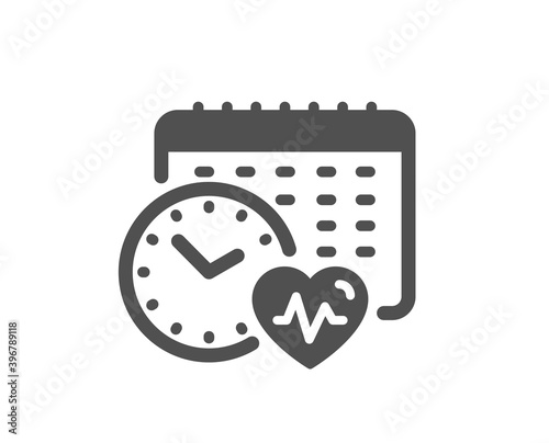 Cardio training calendar icon. Fat burning time sign. Gym fit heartbeat symbol. Quality design element. Flat style cardio calendar icon. Editable stroke. Vector