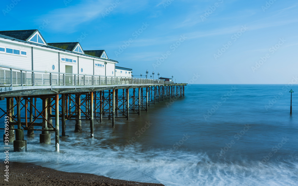 Long time exposure of Grand Pier in Teignmouth in Devon in England, UK, Europe Long time exposure of Grand Pier in Teignmouth in Devon in England, UK, Europe