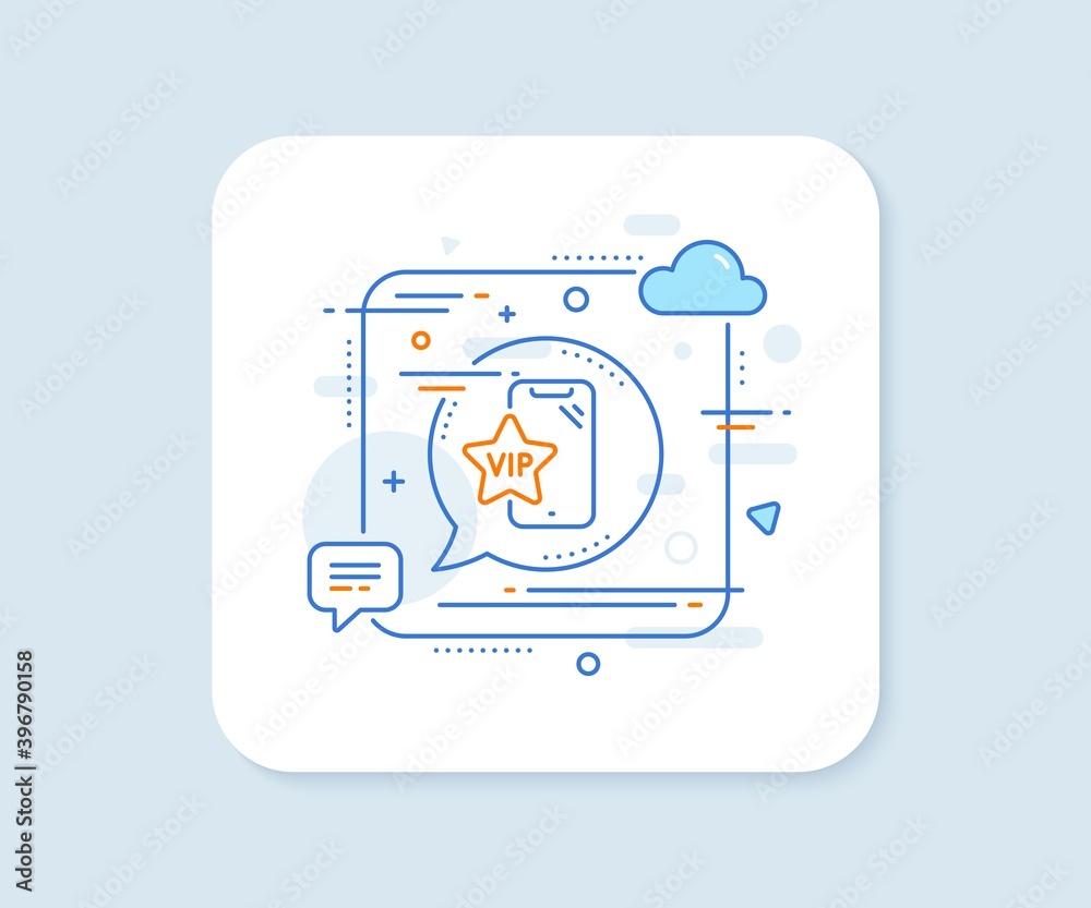 Vip phone line icon. Abstract square vector button. Very important person smartphone sign. Exclusive privilege symbol. Vip phone line icon. Speech bubble concept. Vector