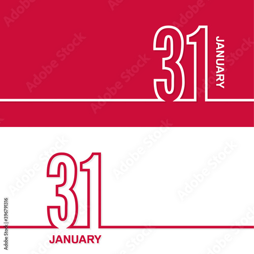 January 31. Set of vector template banners for calendar, event date.