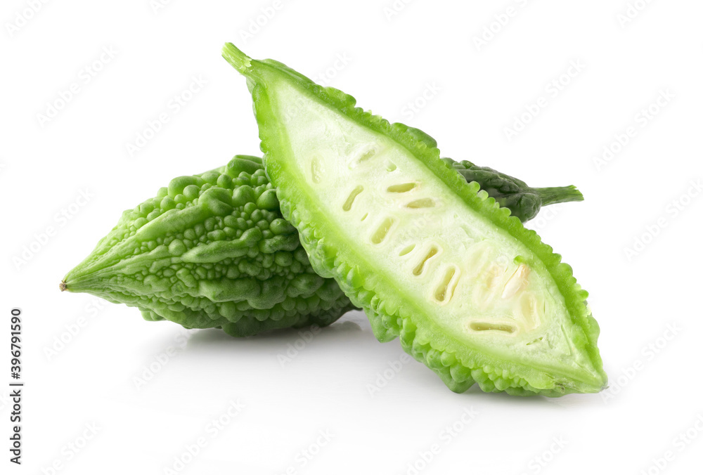 Bitter melon , Bitter gourd an isolated on white background Bitter melon , Bitter gourd an isolated on white background