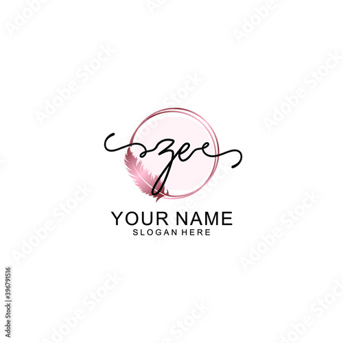 Initial ZE Handwriting, Wedding Monogram Logo Design, Modern Minimalistic and Floral templates for Invitation cards