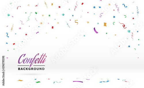 Vector illustration of falling confetti on a transparent background.  