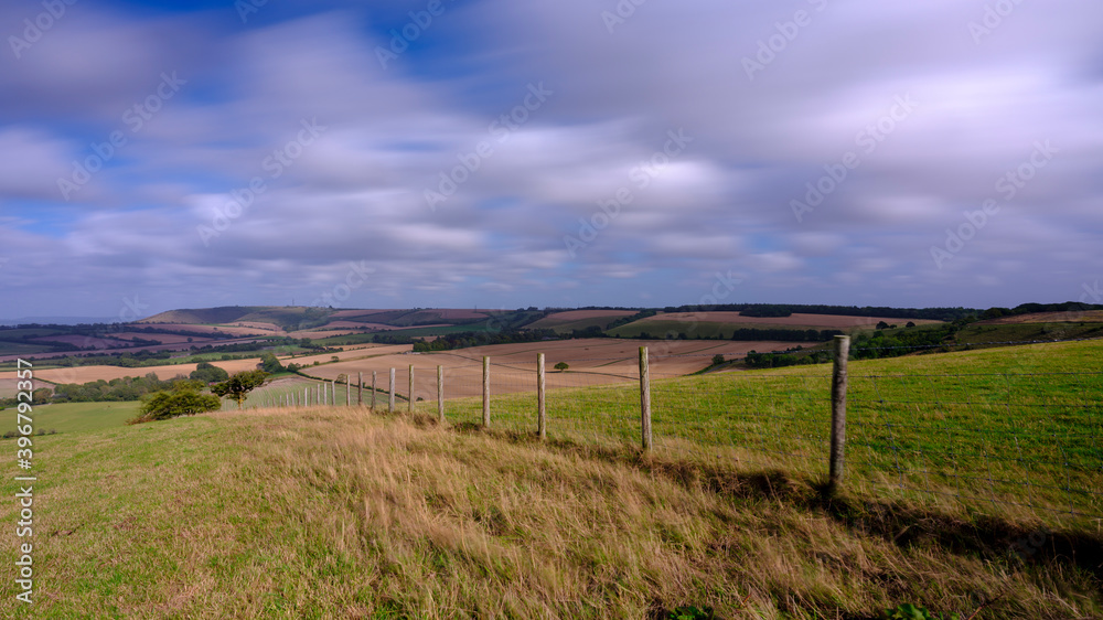 Long exposure view over South Downs from near East Meon