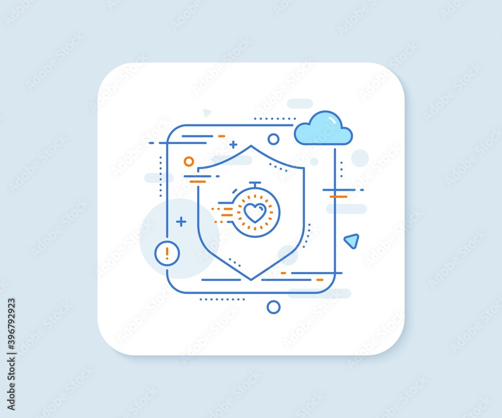 Timer line icon. Abstract vector button. Time management sign. Stopwatch with heart symbol. Timer line icon. Protect shield concept. Vector Timer line icon. Abstract vector button. Time management sign. Stopwatch with heart symbol. Timer line icon. Protect shield concept. Vector