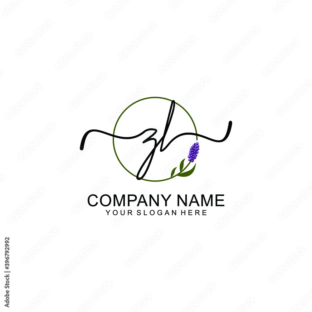 Initial ZL Handwriting, Wedding Monogram Logo Design, Modern Minimalistic and Floral templates for Invitation cards