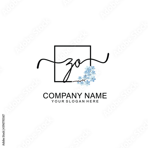 Initial ZO Handwriting, Wedding Monogram Logo Design, Modern Minimalistic and Floral templates for Invitation cards