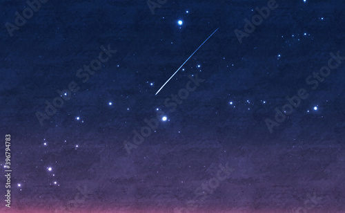 一番星と流れ星と夕方の星空背景イメージ素材