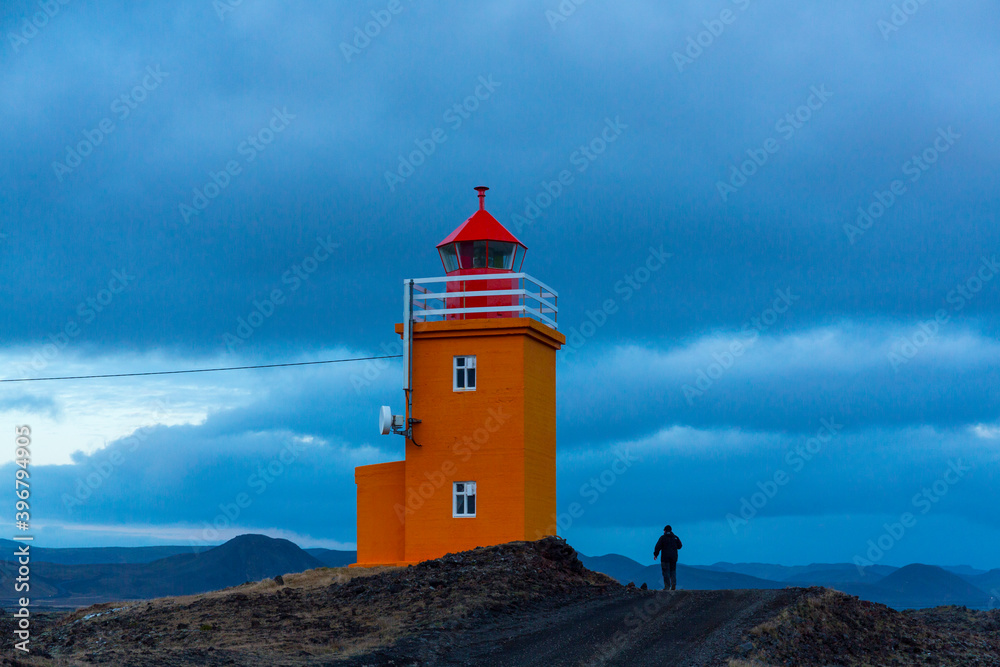 Stafnes lighthouse, Reykjanes Peninsula, Southern Iceland, Iceland, Europe