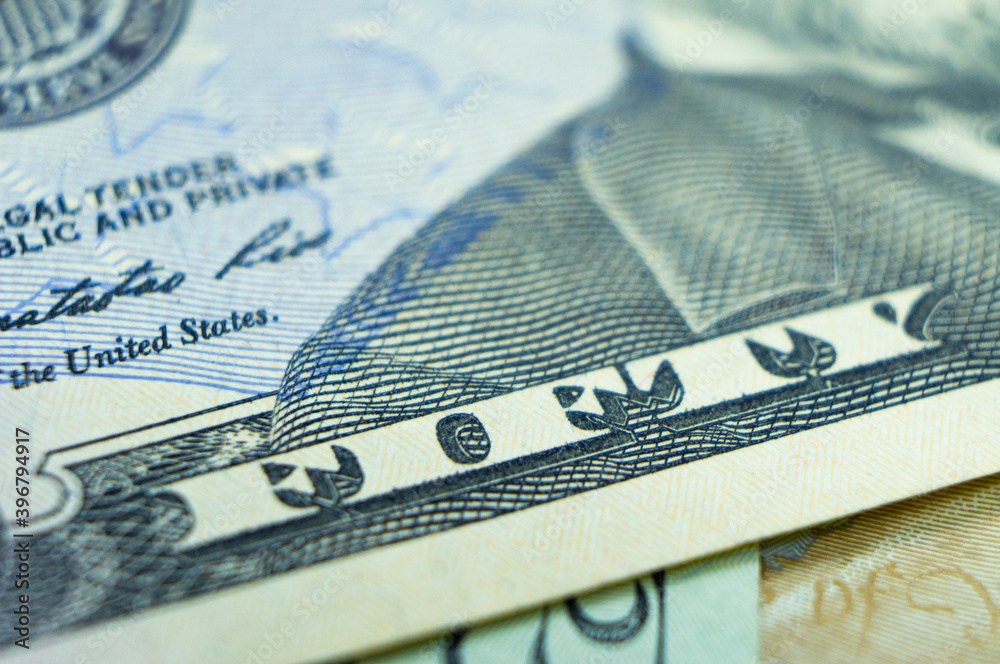 Obraz premium Imprint inscription fifty on us dollar bill