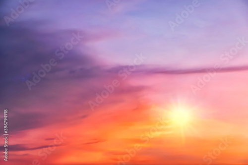 Colorful cloudy sky at sunset. Gradient color. Sky texture, abstract nature background © jittawit.21