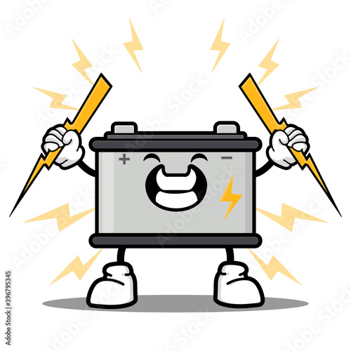 cute accumulator cartoon mascot character