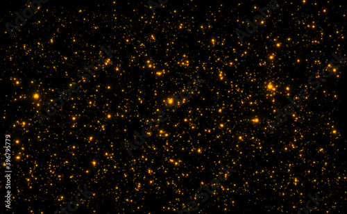 沢山のオレンジ色のキラキラの抽象的な黒色背景イメージ素材