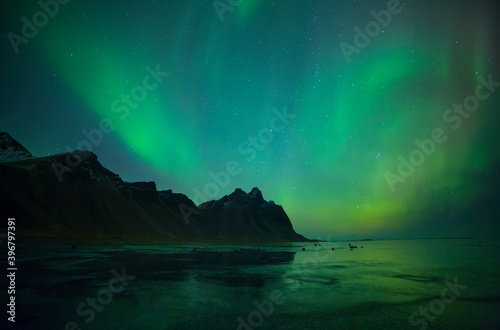 Northern Lights, Stokksnes Peninsula, Hofn, Southern Iceland, Iceland, Europe © JUAN CARLOS MUNOZ