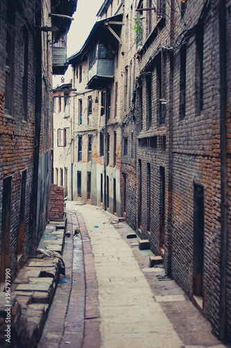 Old empty street of Bhaktapur in Nepal