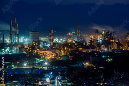 Night view of the factory zone  steelworks