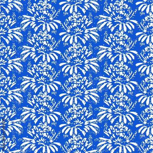 Wallpaper Mural blue seamless floral pattern Torontodigital.ca