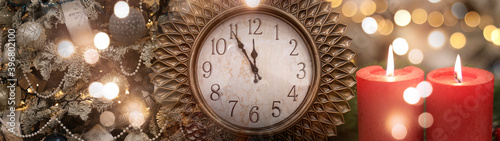 Golden New Year clock in a ...
