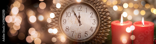 Golden New Year clock in a ...