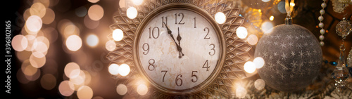 Golden New Year clock in a ...
