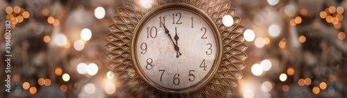 Golden New Year clock in a ...