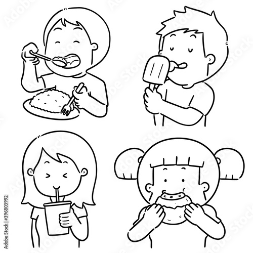 vector set of people eating