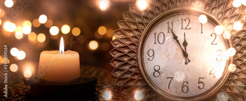 Golden New Year clock in a ...
