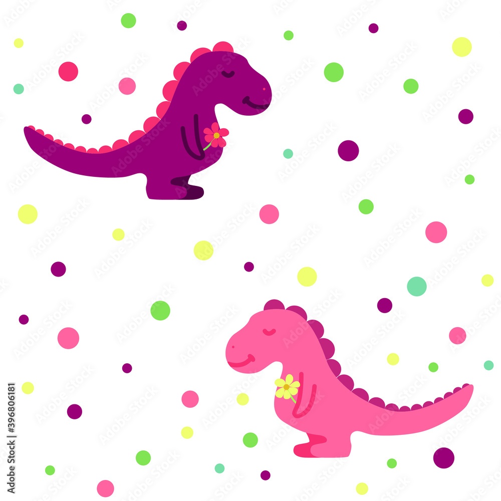 Naklejka premium Baby seamless pattern. Cartoon dinosaurs. Great for printing on paper or fabric.