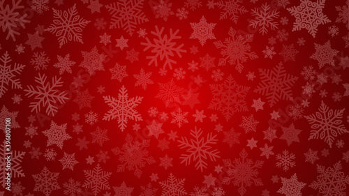 Christmas snowflake abstract red background . Vector illustration . 