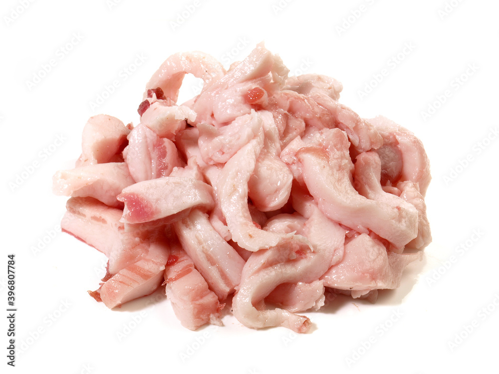 Raw Pork Lard for Rendered Pig Fat isolated on white Background Raw Pork Lard for Rendered Pig Fat isolated on white Background