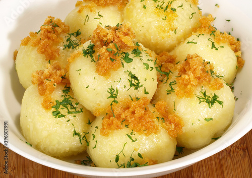 Potato Dumplings isolated on white Background photo